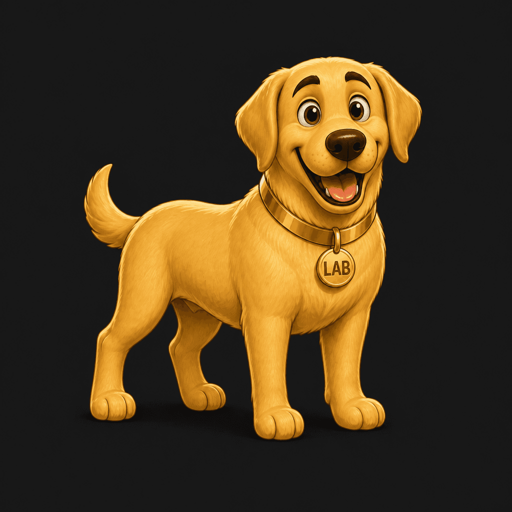 Golden Retriever mascot — 3/4 Happy