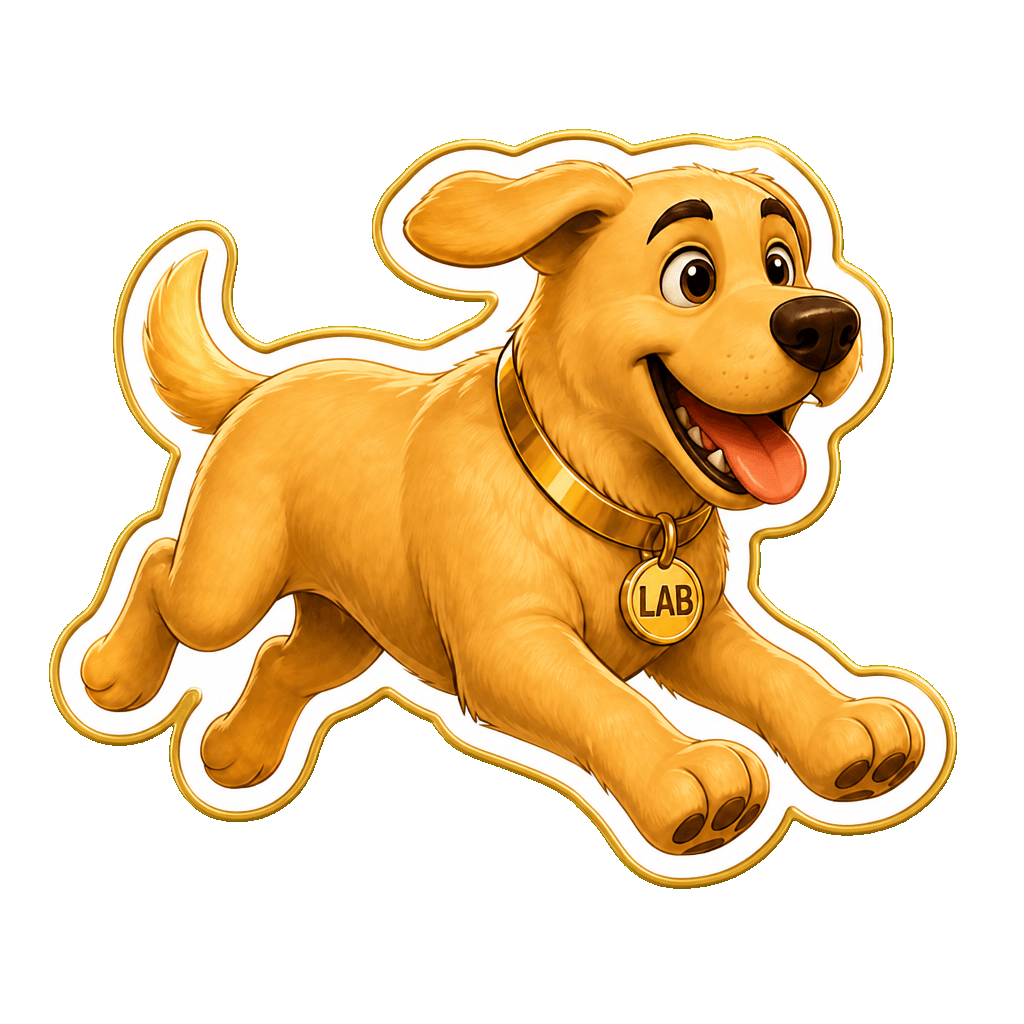 SEND THE LAB sticker — Retrieving Gold